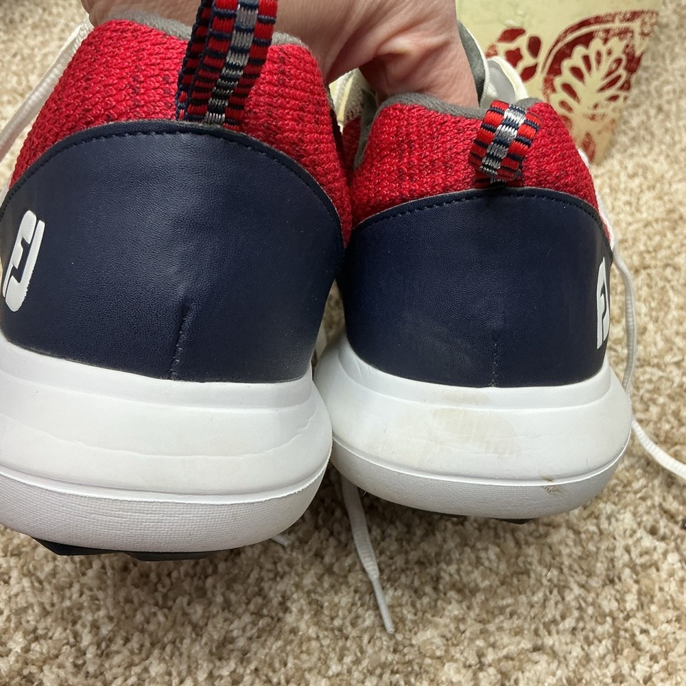 FootJoy White and Red Athletic Golf Shoes - Flex - Picture 6 of 9